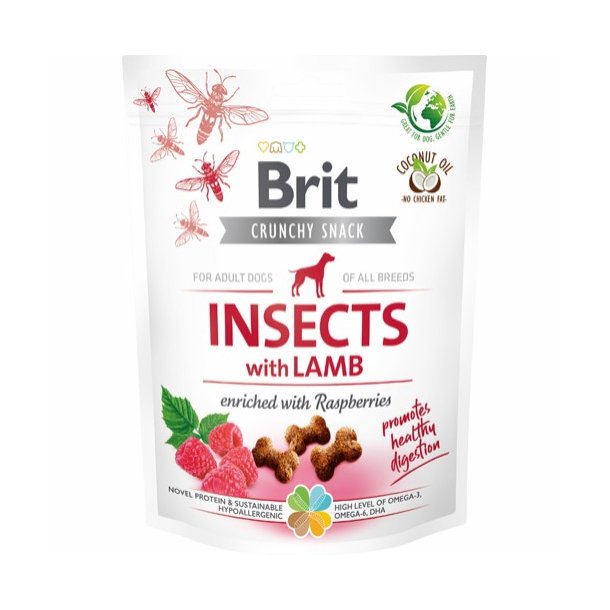 Brit Care Crunchy Cracker. Insects with Lamb enriched with Raspberries 